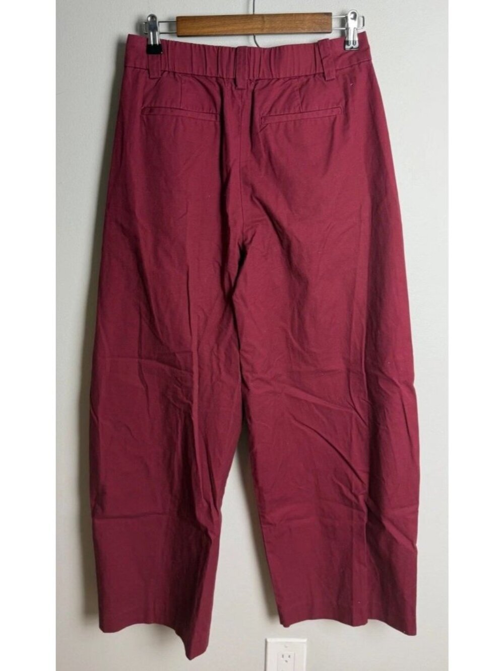 BDG Urban Outfitters Maroon Wide Leg Pleated Cotton Pants Small Petite Women’s - Picture 2 of 6